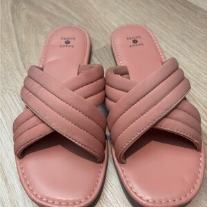 Shade & Shore Dusty Rose Quilted Crossband Slide Mules